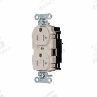 HUBBELL Receptacle: Duplex, 5-20, Light Almond, 125V AC, 20 A, 2 Pole / 3 Wire (MPN BR20STLATR)