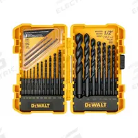 DEWALT Jobber Length Drill Bit Set: 20 Pc, 1/16" to 1/2", 135° Split Point, Black & Gold HSS (MPN DW1177). Key specifications — attr1236168: ToughCase®+.