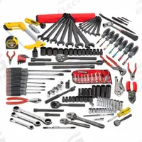PROTO Railroad Tool Set: 141 Total Pcs, SAE, 1/4 in/3/8 in/1/2 in Socket Drive Size (MPN JTS-0141RR). Key specifications — attr549030: (2) Adjustable Wrenches; attr549028: (2) Phillips Screwdrivers; attr549027: (2) Specialty Pliers; attr549029: (9) Accessories; attr549031: (1) Pry Bar; attr539030: PROTO.