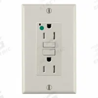LEVITON Duplex Receptacle Outlet: Hospital Grade, Duplex, 5-15R, Light Almond, GFCI, 125V AC (MPN GFTR1-HGT)
