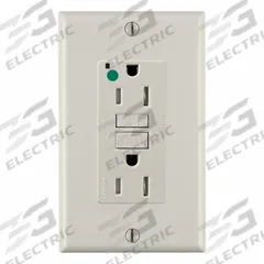 LEVITON Duplex Receptacle Outlet: Hospital Grade, Duplex, 5-15R, Light Almond, GFCI, 125V AC (MPN GFTR1-HGT)