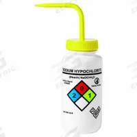 APPROVED VENDOR Wash Bottle: 500 mL, Sodium Hypochlorite, Yellow, Wide, Std Spout Spout, Colorless (MPN UN370059). Key specifications — Closure Color: Yellow; Vented/Nonvented: Vented; Body Color: Colorless; Brand: APPROVED VENDOR; Imprinting Group: Specific Chemicals.