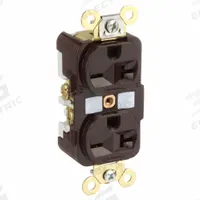 HUBBELL Receptacle: Duplex, 6-20, Brown, 250V AC, 20 A, 2 Pole / 3 Wire (MPN HBL5462)