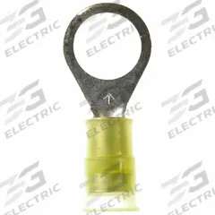 3M Ring Terminal: Yellow, Nylon Insulation, 3/8 in Stud Size, 12 AWG to 10 AWG Wire Sizes, 1,000 V (MPN MNG10-38R/SK). Key specifications — attr1308027: 3M.