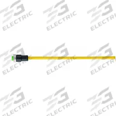 Cordset: 7/8" Female Straight x Bare Wire, 3 Pins, Yellow, PVC, 3 m Cable Lg, 12 A Max Current (A) (MPN 7700-A3021-UBB0300). Key specifications — Cable Jacket Color: Yellow; Cable Jacket Material: PVC; IP Rating: IP68; Wire Size: 16 AWG; Brand: MURRELEKTRONIK.
