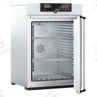 MEMMERT Programmable Universal Oven: Forced Air, 9 cu ft Capacity, 300°C Max Temp, 3,400 W Watt (MPN UF 260PLUS, 230V). Key specifications — Voltage: 230V AC; Brand: MEMMERT; Temperature Accuracy Tolerance: +/-0.1°C up to 99.9°C, +/-0.5°C @ 100°C+; Temperature Uniformity: +/-1.8°C.