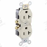 LEVITON Receptacle: Duplex, 5-20, Light Almond, 125V AC, 20 A, 2 Pole / 3 Wire (MPN CR20-T)