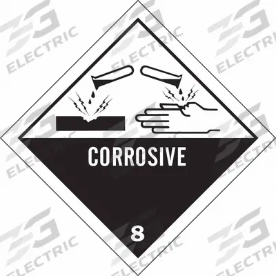 BRADY Container Label: Corrosive, 4 in x 4 in, 4 in Label Ht, 4 in Label Wd, Vinyl - Class 8: Corrosive