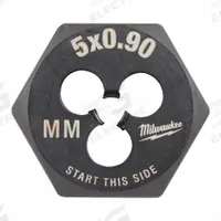 MILWAUKEE Hex Threading Die: M5x0.9 Metric, 1 in Hex Wd, Black Oxide Carbon Steel (MPN 49-57-5328)