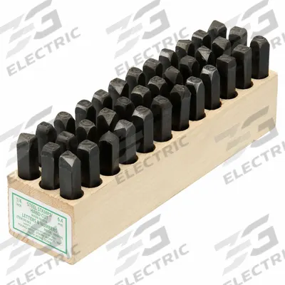 YOUNG BROS. STAMP WORKS Hand Stamp Kit: 0 thru 9 (6 doubles as 9)/Ampersand (&)/A thru Z - Precision-Ground Sharp-Face Hand Stamps