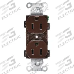HUBBELL Receptacle: Duplex, 5-15, Brown, 125V AC, 15 A, 2 Pole / 3 Wire (MPN BR15)