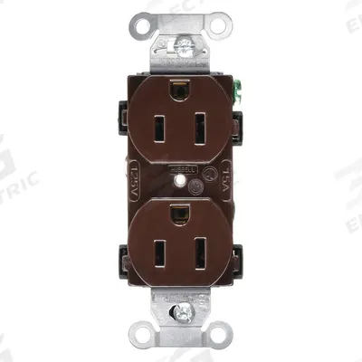 HUBBELL Receptacle: Duplex, 5-15, Brown, 125V AC, 15 A, 2 Pole / 3 Wire (MPN BR15) - General Purpose Receptacles
