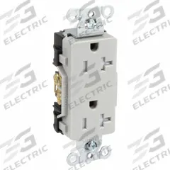 HUBBELL Receptacle: Decorator Duplex, 5-20, Gray, 125V AC, 20 A, 2 Pole / 3 Wire (MPN DR20GRYTR)