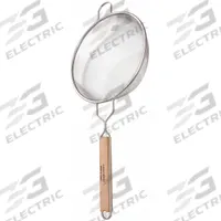 CRESTWARE Mesh Strainer: Fine Single Mesh Mesh Size, 23 1/2 in Overall Lg, Stainless Steel (MPN WHSSF10). Key specifications — Material: Stainless Steel; Brand: CRESTWARE; Handle Material: Wood; NSF Certified: No; Mesh Size: Fine Single Mesh.