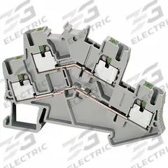 SCHNEIDER Terminal Block: DIN Rail Mounting Type, Push-In Wire Termination, 2 Wire Terminals, 20 A (MPN NSYTRP24D). Key specifications — Brand: SCHNEIDER; For Minimum Wire Size: 26 AWG.