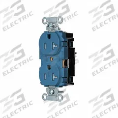 HUBBELL Receptacle: Duplex, 5-20, Blue, 125V AC, 20 A, 2 Pole / 3 Wire (MPN 5362STBLTR)