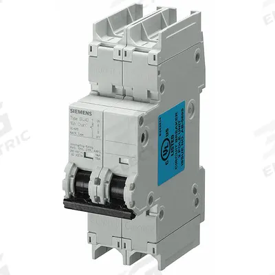 SIEMENS IEC Miniature Circuit Breaker: 0.5 A Amps, 125V DC, 14kA at 240V AC, Screw Clamp - D-Curve, 2-Pole UL489 DIN Rail-Mount Miniature Circuit Breakers