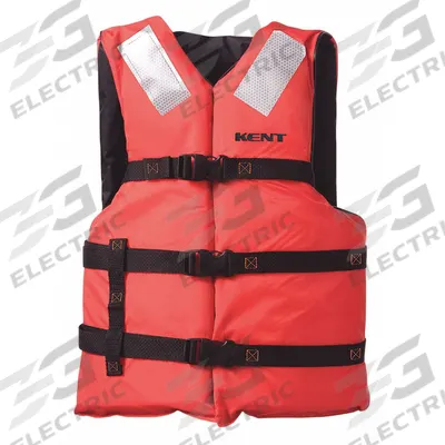 KENT SAFETY Life Jacket: Orange, Level 70, Type III, 15 1/2 lb Buoyancy - Reflective Foam Personal Flotation Devices