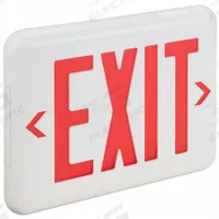 Exit Sign: LED, White, Red, 1 or 2 Faces, Ceiling/End/Wall, Not Battery Powered, 1.4 W Fixture Watt (MPN EVEURW). Key specifications — Voltage: 120/277 V AC; Directional Indicators: Universal Field Selectable Chevrons; Text Color: Red; Brand: DUAL-LITE; Emergency Battery Backup: No; Housing Color: White; Lighting Technology: LED; Remote Capable: No.