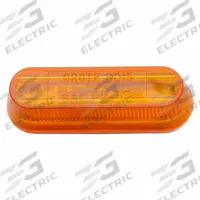 GROTE Clearance Marker Lamp: Clearance Light, Incandescent, Oval, Amber, Channel/Rail, P2 SAE Lens (MPN 45253). Key specifications — Lens Color: Amber; Brand: GROTE; Electrical Connection: Blunt Cut Wires; Lighting Technology: Incandescent; Mount Type: Channel; SAE Lens Code: P2.