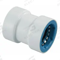 HYDRORAIN Coupling: 1" Push x 1" Push, ABS Plastic, 150 psi Max Working Pressure, 2.13 in Wd (MPN 08676). Key specifications — attr1069071: 1" Push x 1" Push; attr1069078: ABS Plastic; attr1069080: Coupling.