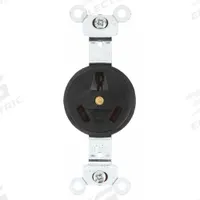 BRYANT Receptacle: Single, 10-20, Black, 125/250V AC, 20 A, 3 Pole / 3 Wire (MPN 9326)