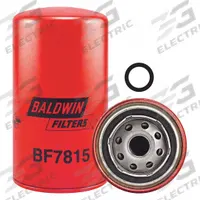 BALDWIN FILTERS Fuel Filter: Spin-On, 3 3/4 in Outside Dia, 7/8"-14 Thread Size, Cellulose, BF7815. Key specifications — attr1137520: BF7815; attr1137521: FF5488; attr434022: BALDWIN FILTERS; attr427730: Cellulose; attr427731: Furnished Gasket; attr1017112: Buses; attr1017113: Sterling.