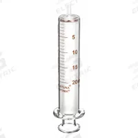 FORTUNA Reusable Glass Syringe: 20 mL Capacity - mL, Luer Slip, Borosilicate Glass, Reusable (MPN 7.102-41). Key specifications — Attachment Type: Luer Slip; Plunger Material: Borosilicate Glass; Tip Material: Borosilicate Glass; Barrel Material: Borosilicate Glass; Brand: FORTUNA; Compatible Needles: Sharp, Tri-Bevel Needles; Includes Needles: No; Replaceable Tip: No.