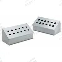 HOFFMAN Push Button Enclosure: 30mm, 6 Holes, Carbon Steel, NEMA 12 (MPN E6PBA). Key specifications — attr211299: HOFFMAN; attr1043605: Indoor Dust & Water Droplets.