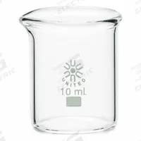 APPROVED VENDOR Beaker: 10 mL, 0.3 fl oz, A, Low Form, Type I, Colorless, Borosilicate Glass (MPN BG1000-10). Key specifications — attr1371034: Type I; attr1371051: APPROVED VENDOR; attr1371062: Colorless.
