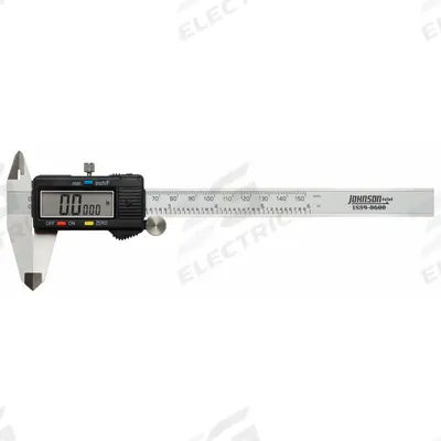JOHNSON Fractional-Display Digital Caliper: 0 in to 6 in /0 mm to 150 mm - Calipers without SPC Output
