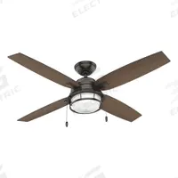 HUNTER Ceiling Fan: 52 in Blade Dia, Maple/Walnut, 3 Speeds, Light Kit, Ocala (MPN 59214). Key specifications — Finish: Maple/Walnut; Material: Galvanized; Series: Ocala; Light Kit: Yes; Number of Speeds: 3; Brand: HUNTER.