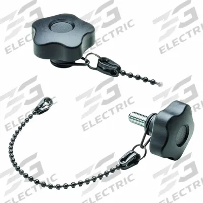 ELESA Hand Knob: 5 Point, M6 Thread, Stud, 200 mm Nominal Tether Lg, Plastic - Tethered 5-Arm Knobs with Threaded Stud