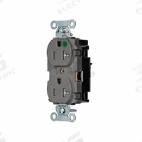 HUBBELL Receptacle: Hospital Grade, Duplex, 5-20R, Gray, 125V AC, 20 A, 2 Pole / 3 Wire (MPN 8300STGYTR)