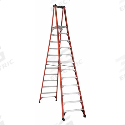 LOUISVILLE LADDER Platform Stepladder: 12 ft Ladder Size, Fiberglass, 375 lb Load Capacity - General Purpose Podium Stepladders