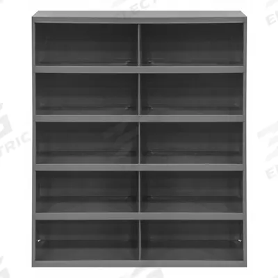 DURHAM MFG Pigeonhole Bin Unit: 34 in x 12 in x 42 in, 10 Compartments - Lipped Fixed-Size Compartmented Shelving