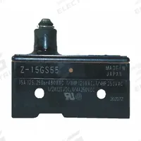 OMRON Snap Action Switch: Plunger Actuator, 1NO/1NC, Solder (MPN Z-15GS55). Key specifications — AC Contact Rating: 15 A @ 480 V; Electrical Connection: Solder; Series: Z; Brand: OMRON.