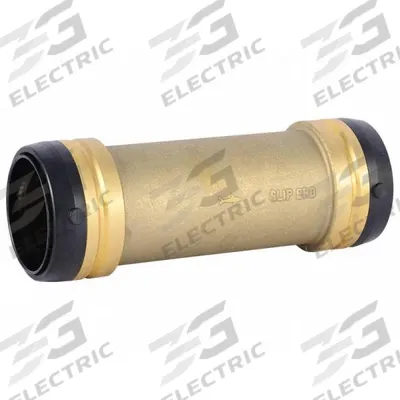 SHARKBITE Push-Fit Coupling Fitting: Straight, 2 in Pipe x 2 in Pipe Size, Brass - Standard Brass Push-to-Connect Tube Fittings