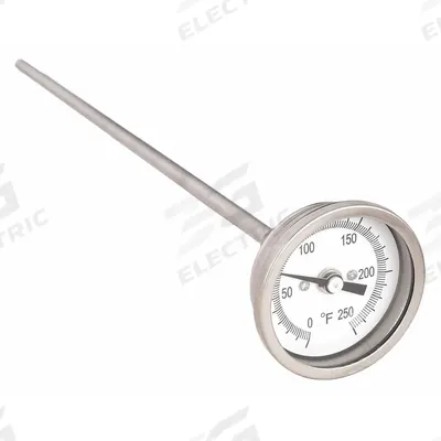 APPROVED VENDOR Dial Thermometer: 0°F to 250°F, ±1%@ 41 to 200°F - Back-Mount Fixed-Angle Thread-Mount Dial Thermometers