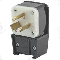 LEVITON Straight Blade Plug: 10-30P, 125/250V AC, 30 A, 3 Pole, 3 Blade, Black (MPN 9332-P)