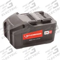 ROTHENBERGER Battery: 4 Ah, Battery Included, Charger Included, Tabbed, 18V DC (MPN 1000001653). Key specifications — attr1278107: Not Oil-Resistant.