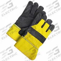 BDG Leather Gloves: Universal, Premium, Work Glove, Cowhide, Wing Thumb, Safety Cuff, Yellow, 1 PR (MPN 30-9-373-B). Key specifications — Brand: BDG.