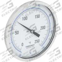 ASHCROFT Dial Thermometer: 0°F to 250°F /-20°C to 120°C, ±1% Accuracy, 2.5 in Stem Lg, 5 in Dial Dia (MPN 50EI60R). Key specifications — Accuracy: ±1 %; Brand: ASHCROFT.