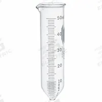 KIMBLE Centrifuge Tube: 50 mL, Centrifuge Tube, 17 mm Body Dia, 133 mm Overall Ht, Colorless, Round (MPN 45165-50). Key specifications — Graduated: Yes; Includes Closure: No; Body Color: Colorless; Brand: KIMBLE; Bottom Shape: Round.