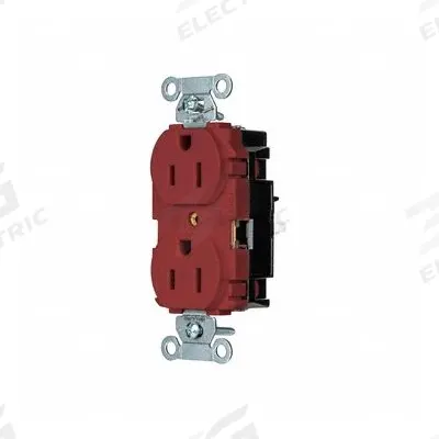 HUBBELL Receptacle: Duplex, 5-15, Red, 125V AC, 15 A, 2 Pole / 3 Wire (MPN 5252STR) - General Purpose Receptacles