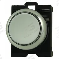 EATON Flush Push Button: 22 mm Mounting Size, Metallic, Momentary (MPN M22M-D-W). Key specifications — Brand: EATON; Action: Momentary; Series: M22; Push Button Material Type: Metallic.