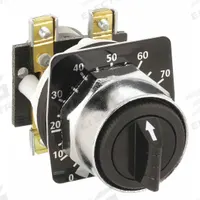 SCHNEIDER ELECTRIC Potentiometer: 30 mm Panel Mounting Size, 10,000 ohm Max Resist Rating (MPN 9001K2108). Key specifications — Manufacturer Part Number: 9001K2108; Series: 9001K; Brand: SCHNEIDER; Includes Dial Plate: Dial Plate Included; Bezel Style: Metallic (Black).