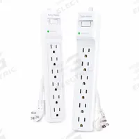 CYBER POWER Outlet Strip: 6 Outlets, 3 ft Cord Lg, 600 J Rated Energy, 15 A Current, UL 1449, White (MPN B6032PK). Key specifications — Brand: CYBER POWER; Mounting Style: Keyhole.