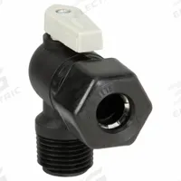 PARKER Manual Two-Way Ball Valve: 1/2 in, Polypropylene, Angle, Sweat x MNPT, Full Port Ball Port (MPN FTPPB8VME8). Key specifications — Brand: PARKER; Handle: Lever.