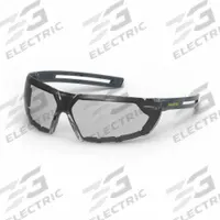 HEXARMOR Safety Glasses: Gray Lens Color, Frameless, Anti-Fog/Hard Coat/TruShield®, LT400G Series (MPN 11-28002-02). Key specifications — Series: LT400G; Lens Color: Gray; Frame Color: Charcoal/High-Visibility Yellow; Brand: HEXARMOR.